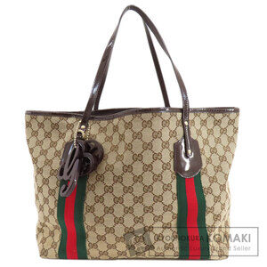 Gucci GG Canvas Sherry Line Tote Bag web Brown